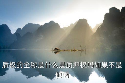 質(zhì)權(quán)的全稱(chēng)是什么是質(zhì)押權(quán)嗎如果不是他倆