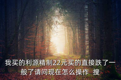 我買的利源精制22元買的直接跌了一般了請問現(xiàn)在怎么操作  搜