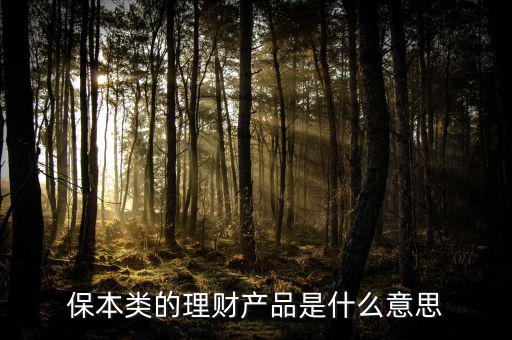保本類的理財產品是什么意思