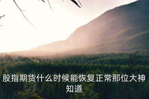 股指期貨什么時候能恢復(fù)正常那位大神知道