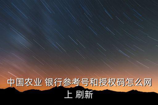 中國農(nóng)業(yè) 銀行參考號和授權碼怎么網(wǎng)上 刷新