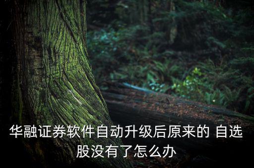 華融證券軟件自動(dòng)升級(jí)后原來的 自選股沒有了怎么辦