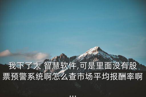 我下了大 智慧軟件,可是里面沒有股票預(yù)警系統(tǒng)啊怎么查市場平均報(bào)酬率啊...
