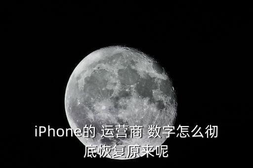 iPhone的 運(yùn)營(yíng)商 數(shù)字怎么徹底恢復(fù)原來呢