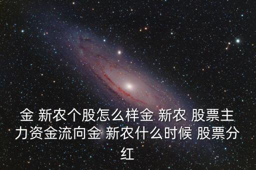 金 新農個股怎么樣金 新農 股票主力資金流向金 新農什么時候 股票分紅
