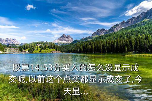 股票14:53分買入的怎么沒顯示成交呢,以前這個點(diǎn)買都顯示成交了,今天顯...