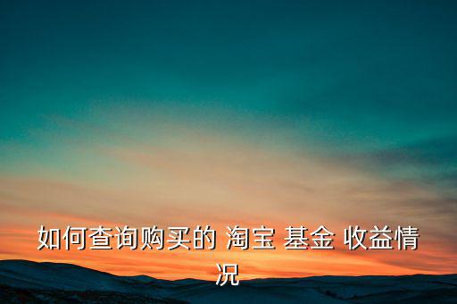 如何查詢購(gòu)買(mǎi)的 淘寶 基金 收益情況
