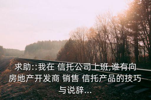 求助::我在 信托公司上班,誰(shuí)有向房地產(chǎn)開(kāi)發(fā)商 銷(xiāo)售 信托產(chǎn)品的技巧與說(shuō)辭...