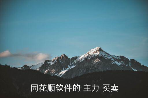  同花順軟件的 主力 買(mǎi)賣(mài)
