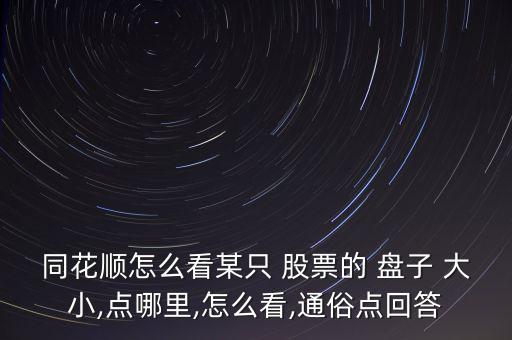同花順怎么看某只 股票的 盤子 大小,點哪里,怎么看,通俗點回答