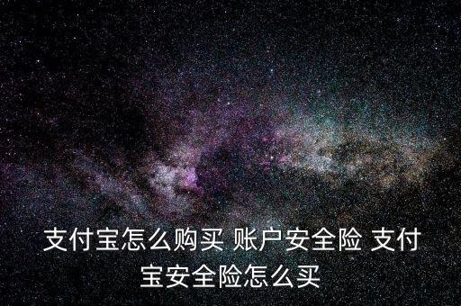  支付寶怎么購買 賬戶安全險 支付寶安全險怎么買