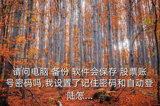 請問電腦 備份 軟件會(huì)保存 股票賬號(hào)密碼嗎,我設(shè)置了記住密碼和自動(dòng)登陸怎...