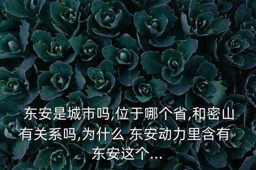  東安是城市嗎,位于哪個(gè)省,和密山有關(guān)系嗎,為什么 東安動力里含有 東安這個(gè)...