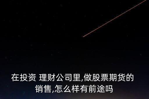 在投資 理財(cái)公司里,做股票期貨的 銷售,怎么樣有前途嗎