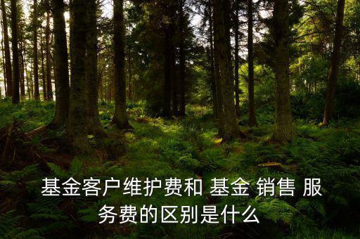  基金客戶維護費和 基金 銷售 服務(wù)費的區(qū)別是什么