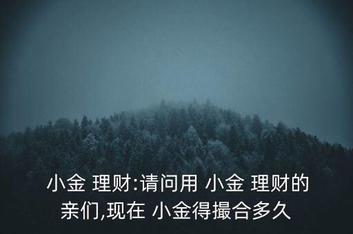  小金 理財(cái):請(qǐng)問用 小金 理財(cái)?shù)挠H們,現(xiàn)在 小金得撮合多久