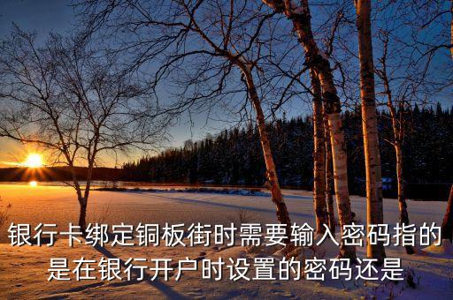 銅板街交易密碼是什么，銀行卡綁定銅板街時需要輸入密碼指的是在銀行開戶時設(shè)置的密碼還是