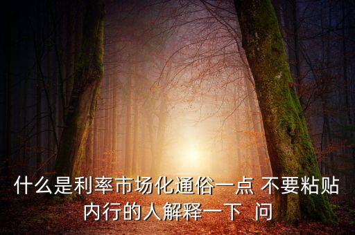 什么是利率市場化通俗一點(diǎn) 不要粘貼內(nèi)行的人解釋一下  問