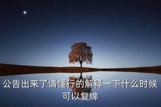 公告出來了請懂行的解釋一下什么時候可以復牌