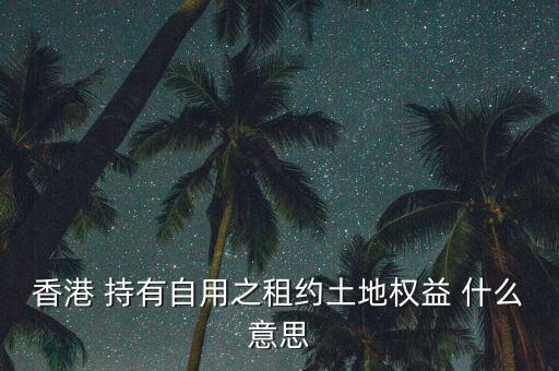 自用土地什么意思，香港 持有自用之租約土地權(quán)益 什么意思