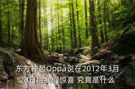2012年3月份臺灣金融市場有什么大事，東方神起Oppa說在2012年3月28日給我們驚喜 究竟是什么