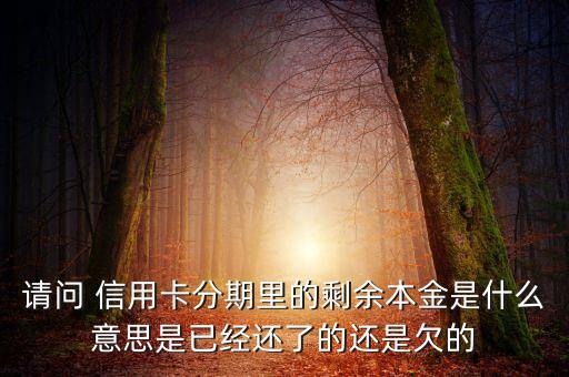 分期付息的本金是什么，請(qǐng)問(wèn) 信用卡分期里的剩余本金是什么意思是已經(jīng)還了的還是欠的