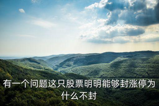 有一個問題這只股票明明能夠封漲停為什么不封