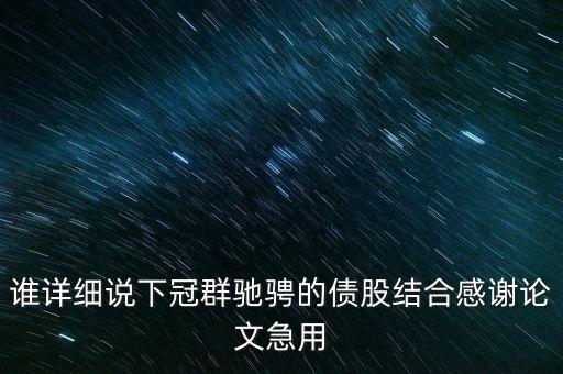 誰詳細(xì)說下冠群馳騁的債股結(jié)合感謝論文急用