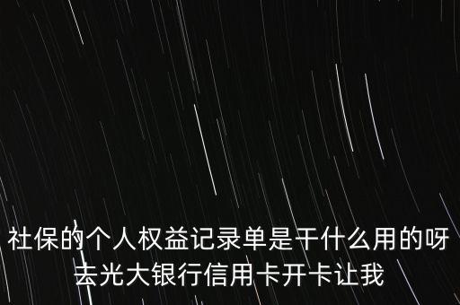 社保的個人權(quán)益記錄單是干什么用的呀去光大銀行信用卡開卡讓我