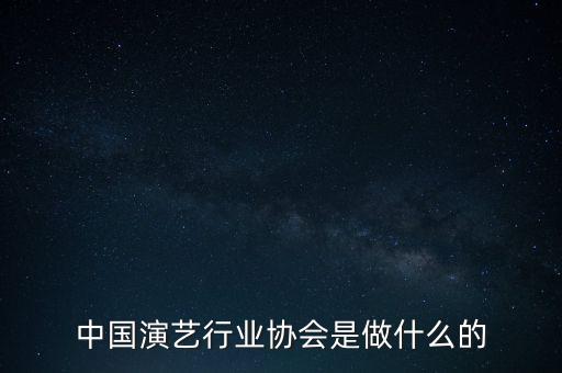 中國演藝行業(yè)協(xié)會是做什么的