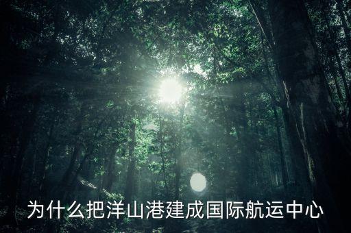 為什么建洋山港，上海為什么需要建設(shè)大小洋山港口