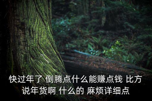 快過(guò)年了 倒騰點(diǎn)什么能賺點(diǎn)錢(qián) 比方說(shuō)年貨啊 什么的 麻煩詳細(xì)點(diǎn)