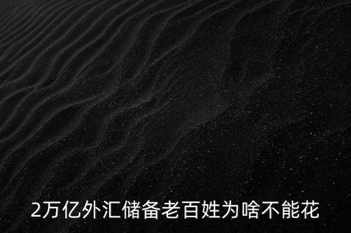 2萬億外匯儲(chǔ)備老百姓為啥不能花