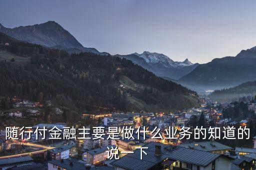 隨行付金融主要是做什么業(yè)務(wù)的知道的說一下
