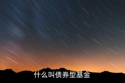 什么叫債券型基金