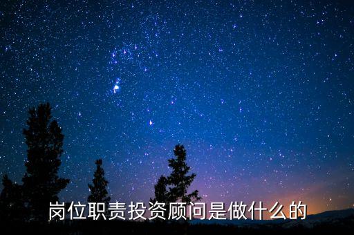 崗位職責(zé)投資顧問(wèn)是做什么的