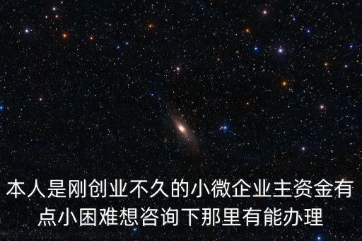 本人是剛創(chuàng)業(yè)不久的小微企業(yè)主資金有點(diǎn)小困難想咨詢(xún)下那里有能辦理