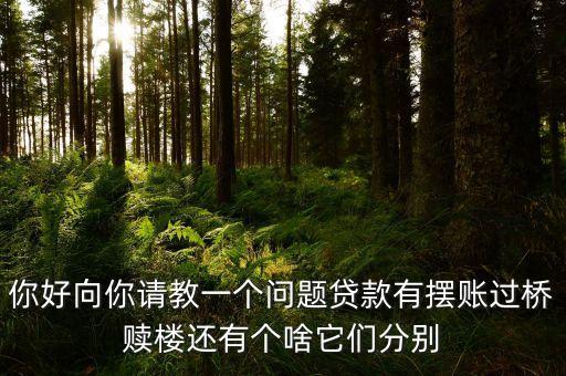 贖樓過(guò)橋什么意思，你好向你請(qǐng)教一個(gè)問(wèn)題貸款有擺賬過(guò)橋贖樓還有個(gè)啥它們分別