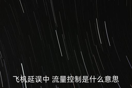 飛機(jī)延誤中 流量控制是什么意思