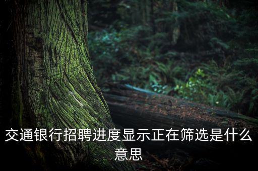 交通銀行招聘進度顯示正在篩選是什么意思