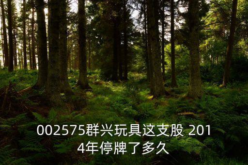 002575什么時候復(fù)牌，002575群興玩具這支股 2014年停牌了多久