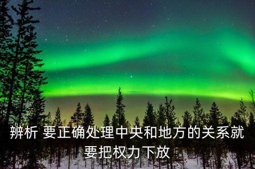 辨析 要正確處理中央和地方的關(guān)系就要把權(quán)力下放