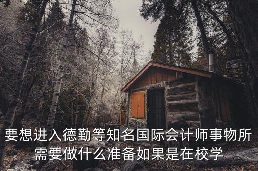 要想進(jìn)入德勤等知名國際會計師事物所需要做什么準(zhǔn)備如果是在校學(xué)