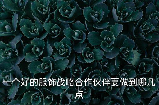 戰(zhàn)略合作部需要干什么，一個好的服飾戰(zhàn)略合作伙伴要做到哪幾點