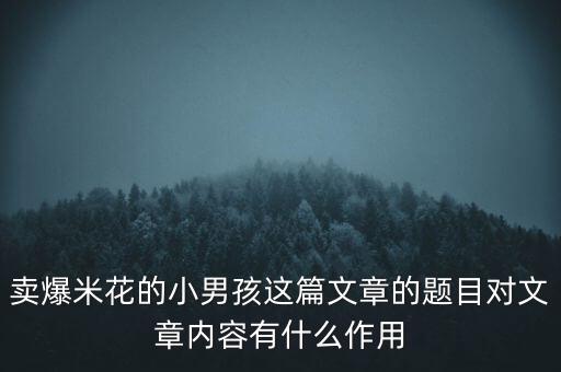 賣爆米花的小男孩這篇文章的題目對文章內(nèi)容有什么作用