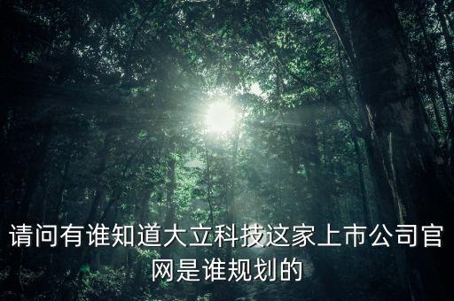 請問有誰知道大立科技這家上市公司官網是誰規(guī)劃的