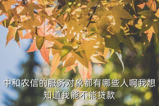 中和農(nóng)信的服務(wù)對(duì)象都有哪些人啊我想知道我能不能貸款