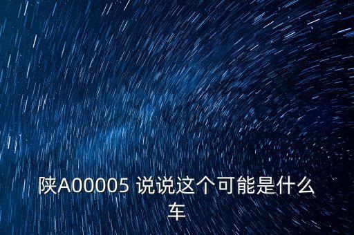 陜A00005 說說這個(gè)可能是什么車