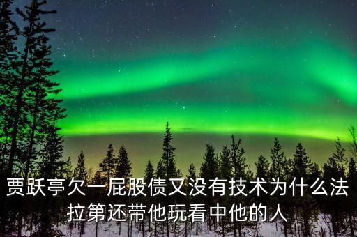 為什么說賈躍亭玩政治，賈躍亭欠一屁股債又沒有技術為什么法拉第還帶他玩看中他的人