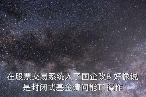 在股票交易系統(tǒng)入了國(guó)企改B 好像說(shuō)是封閉式基金請(qǐng)問(wèn)能T1操作